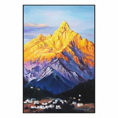 金山纯手绘油画轻奢入户玄关餐厅客厅风景西墙装饰画手工壁画挂画
