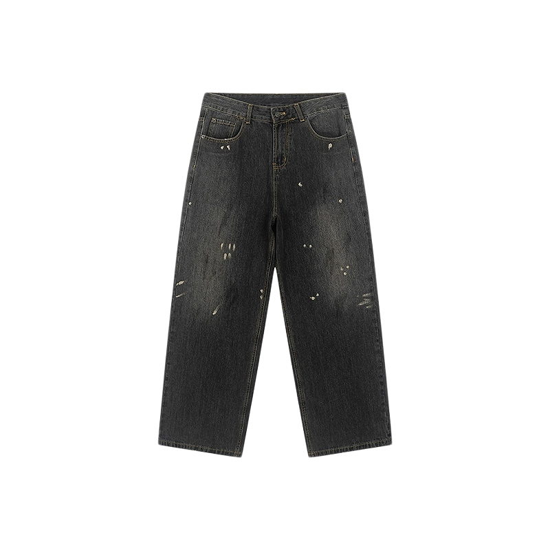 bosie伯喜2025年秋季新款复古宽松牛仔裤男情侣水洗抓痕百搭裤子