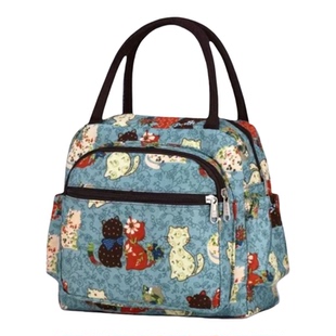 多层拉链时尚防水布包高档五层拉链妈咪包手拎袋宝妈包午餐便当袋