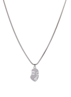 钛钢保色人像脸谱吊坠项链ins冷淡风长款卫衣链情侣酷帅毛衣链子