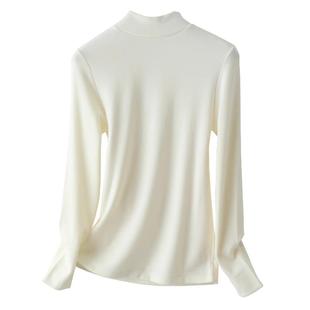 软糯半高领双面德绒打底衫女加厚秋冬修身内搭磨毛中领保暖上衣潮