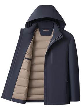 梦特娇防泼水90鹅绒连帽羽绒服