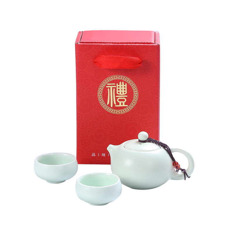 陶瓷功夫旅行茶具套装小茶杯茶壶礼盒小礼品定制logo开业活动赠品