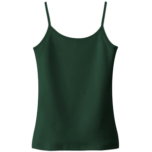 深绿色纯棉吊带背心女夏新款打底内搭基础款细带无袖上衣美背外穿