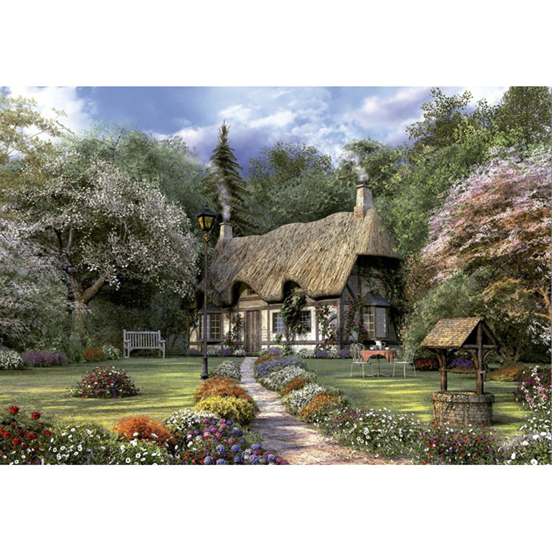 DMC十字绣托马斯油画花园小屋