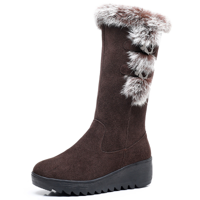 冬季雪地靴时尚兔毛边