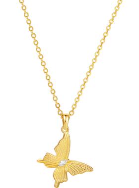 周六福S925银蝴蝶项链女