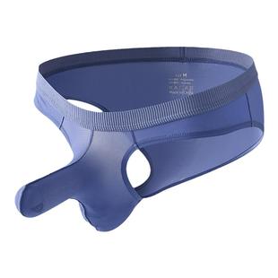 冰丝高弹性感男士紧身无痕青年低腰三角裤衩枪弹分离象鼻JJ套内裤