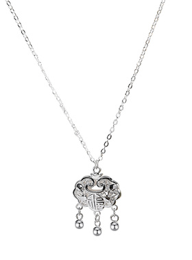 宝茉女9999足银平安锁项链锁骨链