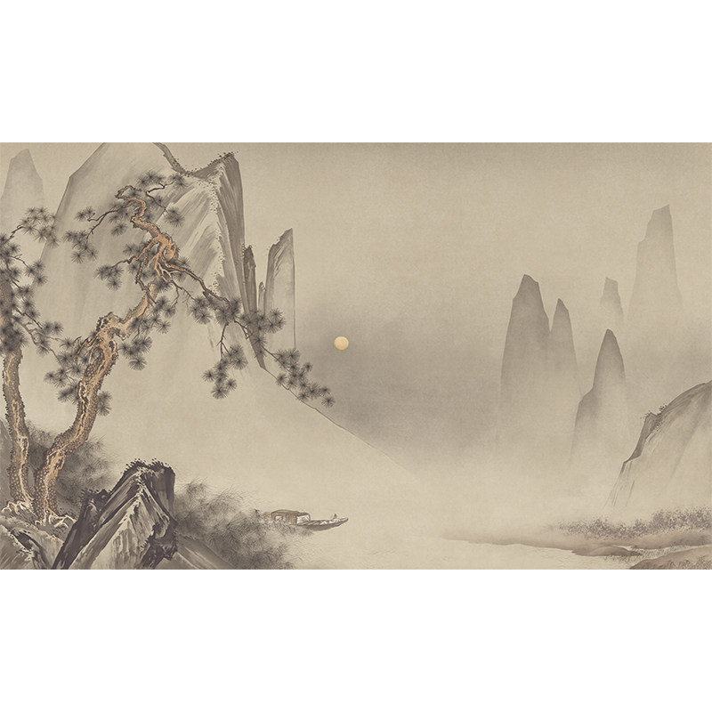 毕圆壁纸上门施工新中式山水画
