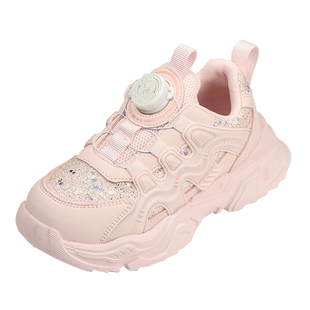 天美意童鞋儿童旋转扣运动鞋秋季休闲鞋女童防滑软底跑步鞋老爹鞋