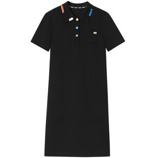 ToyzY休闲风polo领连衣裙女夏季直筒H型彩色刺绣ZC35205380