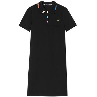 ToyzY休闲风polo领连衣裙女夏季直筒H型彩色刺绣ZC35205380