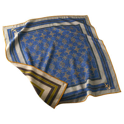 蓝色真丝羊毛丝巾女款2025新款秋季冬羊绒小方巾围巾系脖子高级感