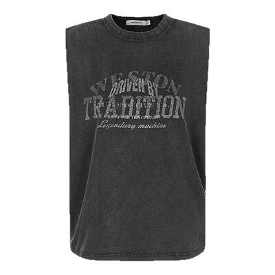 MOUSSY 夏季新品街头做旧印花坎肩背心无袖T恤010IS290-8671