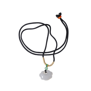 精品 天然和田玉冰料烟灰烟紫如意锁款吊坠男女款玉石福锁挂坠