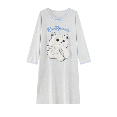 都市丽人带胸垫睡裙女春秋纯棉