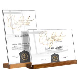 A4荣誉证书展示柜双面透明展示相框授权书奖状公司员工优秀证书框架桌面摆台高级定制实木收藏书装裱框可打印