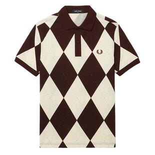 FRED PERRY男装菱格纹短袖polo衫2025冬季新款复古英伦风翻领上衣