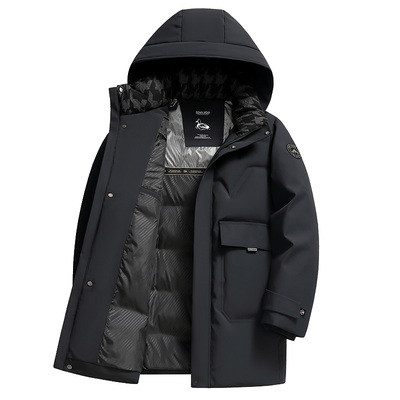 老人头爸爸羽绒服中长款中老年男士加厚2024新款商务休闲保暖外套