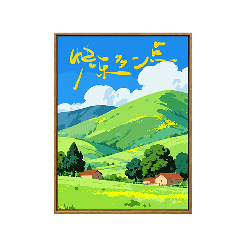 绿色山野diy数字油画填土色手工会春日自由治愈系风景油彩装饰画