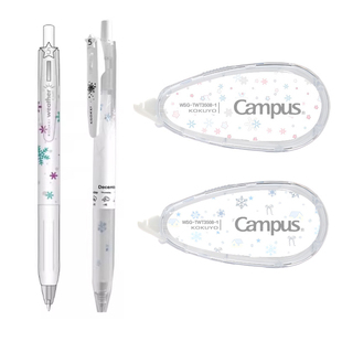 日本KOKUYO国誉修正带campus原纸色隐形可替换芯圣诞雪花冬日系列KOOKEI雪花笔气象限定中性笔圣诞组合礼物