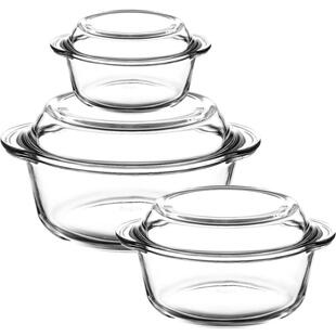 帕莎帕琦进口硼硅酸盐玻璃沙拉碗家用泡面碗带盖双耳煲汤锅烤箱专