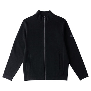 德鲨黑色针织开衫男秋季新款立领商务男装短款羊毛外套