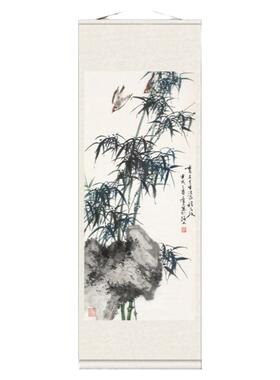 乔木国画花鸟画名家字画柳鸭图酒店装饰壁画风水画丝绸礼品可定制