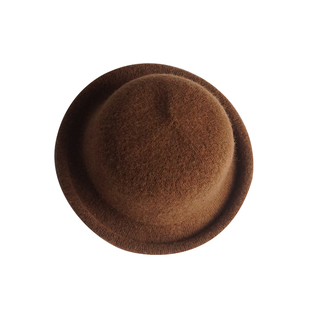 韩国可爱卷边小丸子女士秋冬羊毛针织小礼帽渔夫帽凹造型圆顶帽子