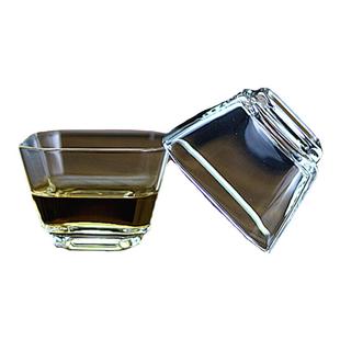 日式高透玻璃品茗杯耐热透明功夫小茶杯四方主人杯单只高档小茶盅