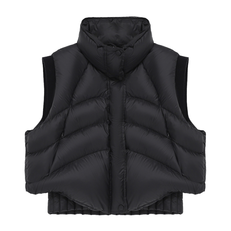 Basic House/百家好立领羽绒马甲女款冬季新款无袖白鸭绒保暖外套