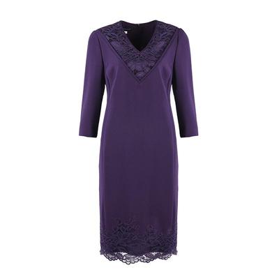 靓诺紫色配蕾丝连衣裙LL17169A