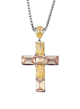 欧美嘻哈风高级感光辉十字架吊坠