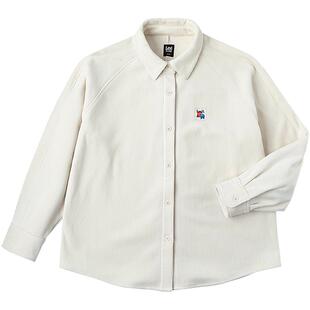 Lee25秋冬新品舒适版复合灯芯绒插肩袖米白色女长袖衬衫外套休闲