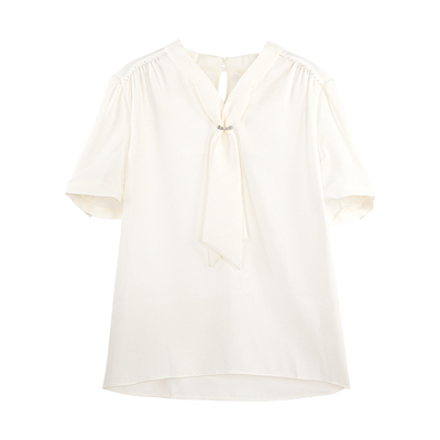 HONRN/红人气质飘带v领衬衫上衣