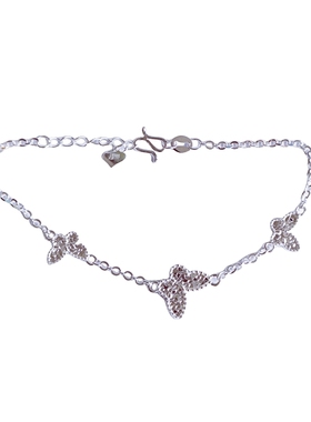 足银999纯银碎冰冰蝴蝶手链女