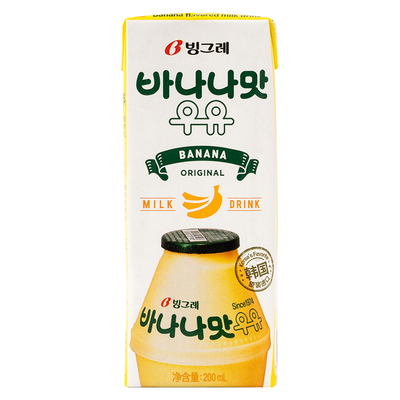 草莓味韩国牛奶饮料宾格瑞进口