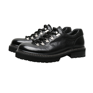 优100复古水洗马皮男士真皮潮流大头休闲皮鞋增高厚底登山工装鞋