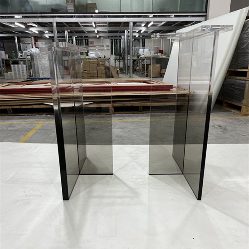 厂家亚克力渐变T型桌腿悬浮餐桌透明岛腿茶桌不支撑台高桌腿发黄