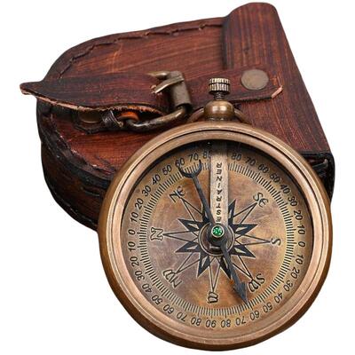 复古欧式美式进口黄铜书房指南针