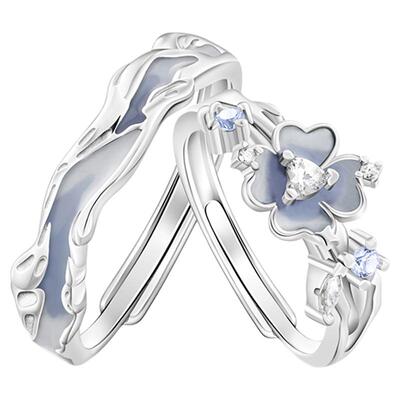 VIVIWELL四叶草渐变夜光情侣对戒