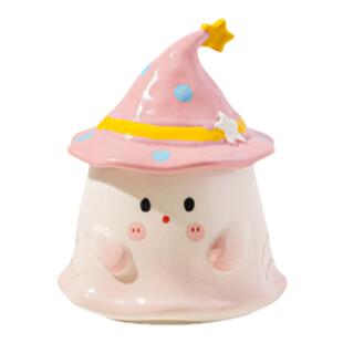 可爱卡通幽灵陶瓷马克杯带盖创意高颜值情侣水杯子女生日伴手礼物