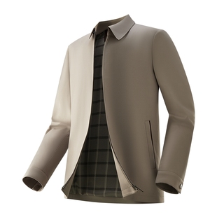 红豆行政夹克男秋季翻领休闲防风弹力短款送爸爸领导干部外套男士