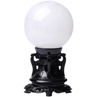 天然白色真水晶球纯原石摆件白玉石球客厅玄关厨房风生水起水晶球