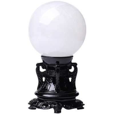 天然白色真水晶球纯原石摆件白玉石球客厅玄关厨房风生水起水晶球