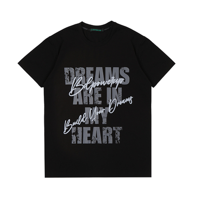 bdpowerup夏季圆领爆袖正肩健身短袖简约原创美式印花运动T恤男