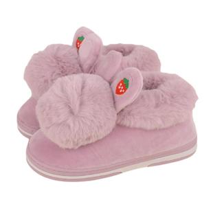 兔子棉拖鞋保暖防滑女童冬季可爱高包跟毛绒家居儿童厚底室内棉鞋