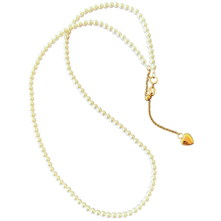 施家正品强光澳白3mm极细baby小米粒珍珠项链极简法式锁骨叠戴