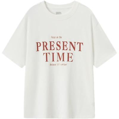 森马字母纯棉中长款短袖T恤女